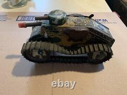 Vintage Marx Military Tank E 12 Windup Tin Toy Circa 1940's-1950's Works