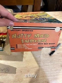 Vintage Marx NUTTY MAD INDIAN Battery Operated Tin Litho Toy With Box