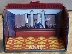 Vintage Marx Newlyweds Miniature Candy Store Room Box Tin Lithograph Toy Set