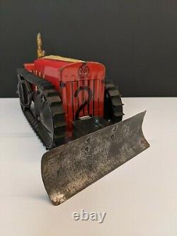 Vintage Marx No. 2 Wind-up Tin Lithographed Climbing Tractor with plow