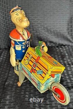 Vintage Marx Popeye Express Walking Wind Up Antique Tin Toy Nice
