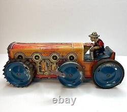 Vintage Marx Pressed Tin 6 wheel Deluxe Climbing Tractor Original