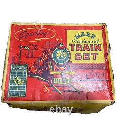 Vintage? Marx Pressed Tin Wind Up Train Set 4 Cars, Track & Key