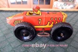 Vintage Marx Race Car #7 With Driver Tin Wind Up Excellent & Working Video