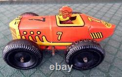 Vintage Marx Race Car #7 With Driver Tin Wind Up Excellent & Working Video