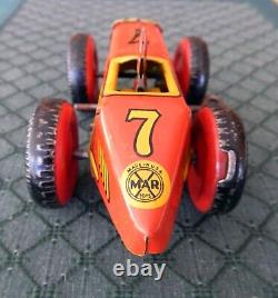 Vintage Marx Race Car #7 With Driver Tin Wind Up Excellent & Working Video