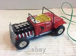 Vintage Marx Red Devil Tin Litho Hot Rod Car Battery Remote Control Toy Rare