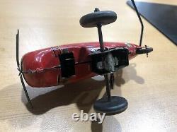 Vintage Marx Red Roll Over Plane #12 Tin Wind-up Stunt Airplane
