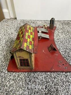 Vintage Marx Roadside Rest Stop Service Gas Station Tin Litho Toy INCOMPLETE