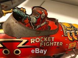 Vintage Marx Rocket Fighter Wind-Up Tin Toy Used