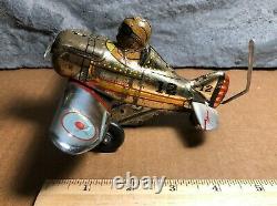 Vintage Marx Roll Over 5 Plane #12 Tin Wind-up Stunt Toy Good condition