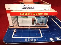 Vintage Marx Sears Allstate Service Station Tin Litho 26 X 15 X 6 Please Read