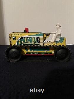 Vintage Marx Sparkling Climbing Tractor With Driver Wind Up Tin Toy #5
