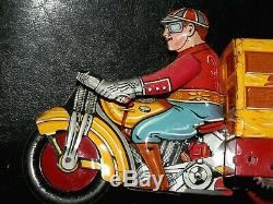 Vintage Marx Speed Boy Delivery Motorcycle Tin Windup ToyWORKINGVERY NICE