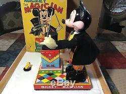 Vintage Marx Tin Battery Operated Mickey The Magician Toy 1960s Japan