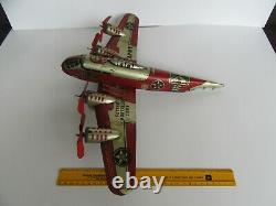 Vintage Marx Tin Litho 2095 US Army Flying Fortress Wind Up Toy Airplane (Works)