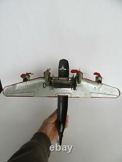 Vintage Marx Tin Litho 2095 US Army Flying Fortress Wind Up Toy Airplane (Works)