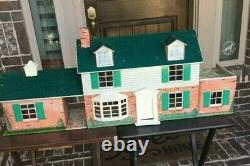 Vintage Marx Tin Litho 2 Story Doll House with Furniture