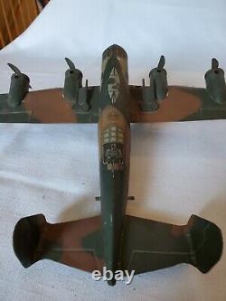 Vintage Marx Tin Litho Army Military Toy wind-up Airplane Camo