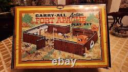 Vintage Marx Tin Litho Carry-All Fort Apache Play Set withFigures & Accessories