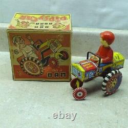 Vintage Marx Tin Litho Dipsy Car Dan, Wind Up Toy With Box, Works