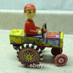 Vintage Marx Tin Litho Dipsy Car Dan, Wind Up Toy With Box, Works
