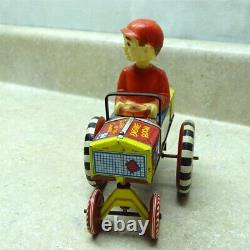 Vintage Marx Tin Litho Dipsy Car Dan, Wind Up Toy With Box, Works