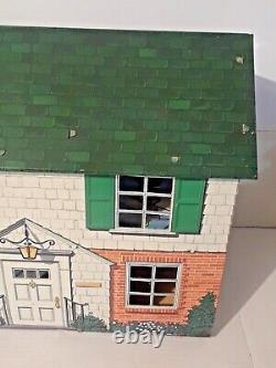 Vintage Marx Tin Litho Dollhouse Two Story Stone Colonial play house, house only