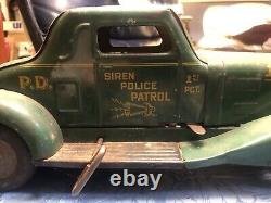 Vintage Marx Tin Litho Friction Metal Toy Siren Police Car 1st Pct