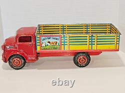 Vintage Marx Tin Litho Lazy Day Farms Stake Truck