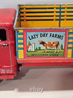 Vintage Marx Tin Litho Lazy Day Farms Stake Truck