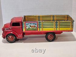 Vintage Marx Tin Litho Lazy Day Farms Stake Truck