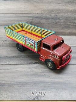 Vintage Marx Tin Litho Lazy Day Farms Stake Truck Very Good Shape