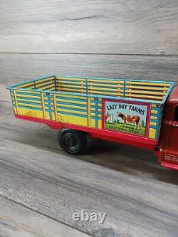 Vintage Marx Tin Litho Lazy Day Farms Stake Truck Very Good Shape