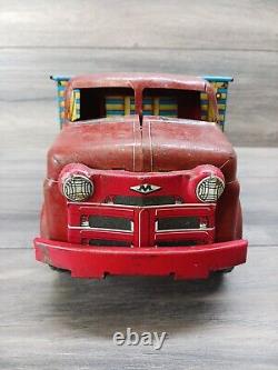 Vintage Marx Tin Litho Lazy Day Farms Stake Truck Very Good Shape