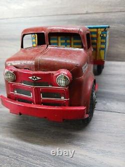 Vintage Marx Tin Litho Lazy Day Farms Stake Truck Very Good Shape