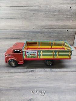 Vintage Marx Tin Litho Lazy Day Farms Stake Truck Very Good Shape