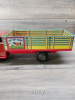 Vintage Marx Tin Litho Lazy Day Farms Stake Truck Very Good Shape