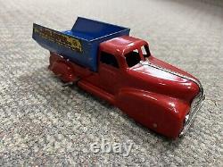 + Vintage Marx Tin Litho Mechanical Wind Up Sand & Gravel Truck with Box No. 444