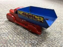 + Vintage Marx Tin Litho Mechanical Wind Up Sand & Gravel Truck with Box No. 444