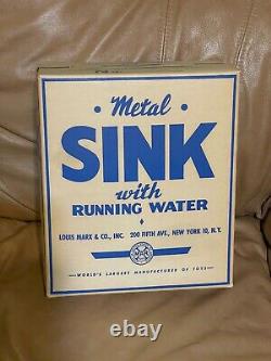 Vintage Marx Tin Litho Sink With Running Water Unused in Box Old Warehouse Find