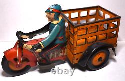 Vintage Marx Tin Litho Speed Boy 4 Motorcycle Toy Delivery Tin Litho Motorcycle