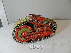 Vintage Marx Tin Litho Tank- U. S. Army Toy Tank- Wind-up Toy Tank- Military Toy