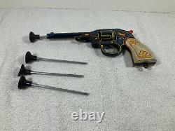 Vintage Marx Tin Litho Toy Gun with Accessories. Works