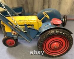 Vintage Marx Tin Litho Tractor, Rake, Mower, And Trailer Used