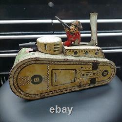 Vintage Marx Tin Litho WW1 DOUGHBOY Tank Wind up Toy Louis Marx & Co