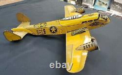 Vintage Marx Tin Litho Wind Up Military Fighter Plane