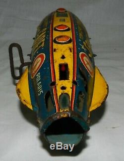 Vintage Marx Tin Litho Wind-Up Tom Corbett Space Cadet Polaris Rocket for parts