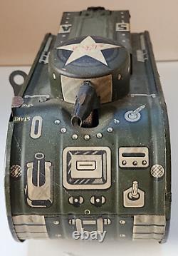 Vintage Marx Tin Litho Wind-up Tank Toy A 5 USA Pop Up Doughboy Working