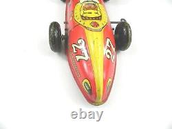 Vintage Marx Tin Litho Wind-up Toy Race Car #27 12 Inches Long Missing Driver